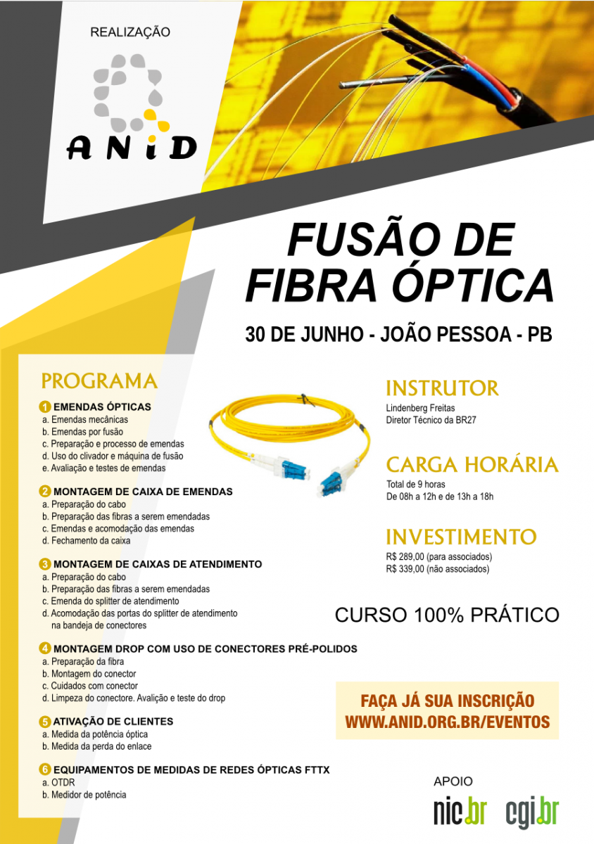 FWF abre inscrições para curso de Instalador de Fibra Óptica em